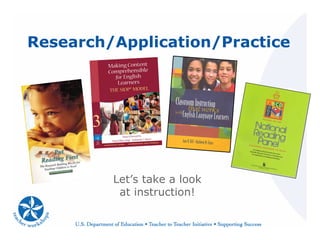 Research/Application/Practice
Let’s take a look
at instruction!
 