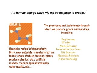 The processes and technology through which we produce goods and services, including: Engineering Wealth Manufacturing Inno...