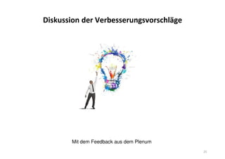 Diskussion der Verbesserungsvorschläge
25
Mit dem Feedback aus dem Plenum
 