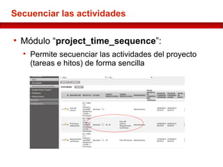 Definir los hitos


    Módulo “project_time_milestone”
    
        Permite clasificar las tareas en hitos
    
      ...