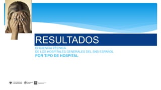 RESULTADOS
EFICIENCIA TÉCNICA
DE LOS HOSPITALES GENERALES DEL SNS ESPAÑOL
POR TIPO DE HOSPITAL
 