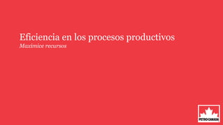 Eficiencia en los procesos productivos
Maximice recursos
 