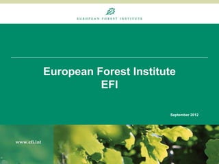 European Forest Institute
          EFI

                       September 2012
 