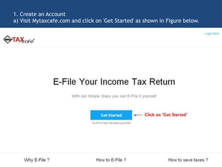 1. Create an Account
a) Visit Mytaxcafe.com and click on 'Get Started' as shown in Figure below.
 