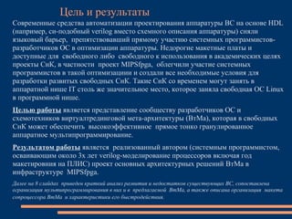 Цель и результаты
Современные средства автоматизации проектирования аппаратуры ВС на основе HDL
(например, си-подобный ver...