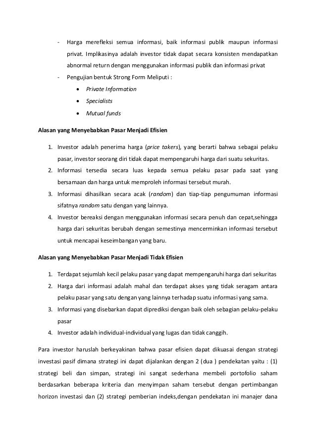 Efisiensi Pasar Modal Dan Saham Efisiensi Pasar Modal Dan Saham