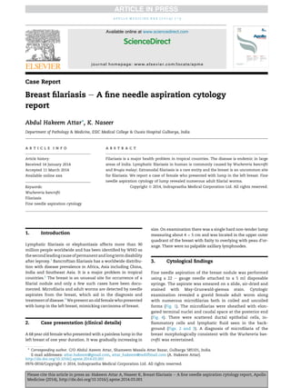 Breast filariasis - A fine needle aspiration cytology report | PDF
