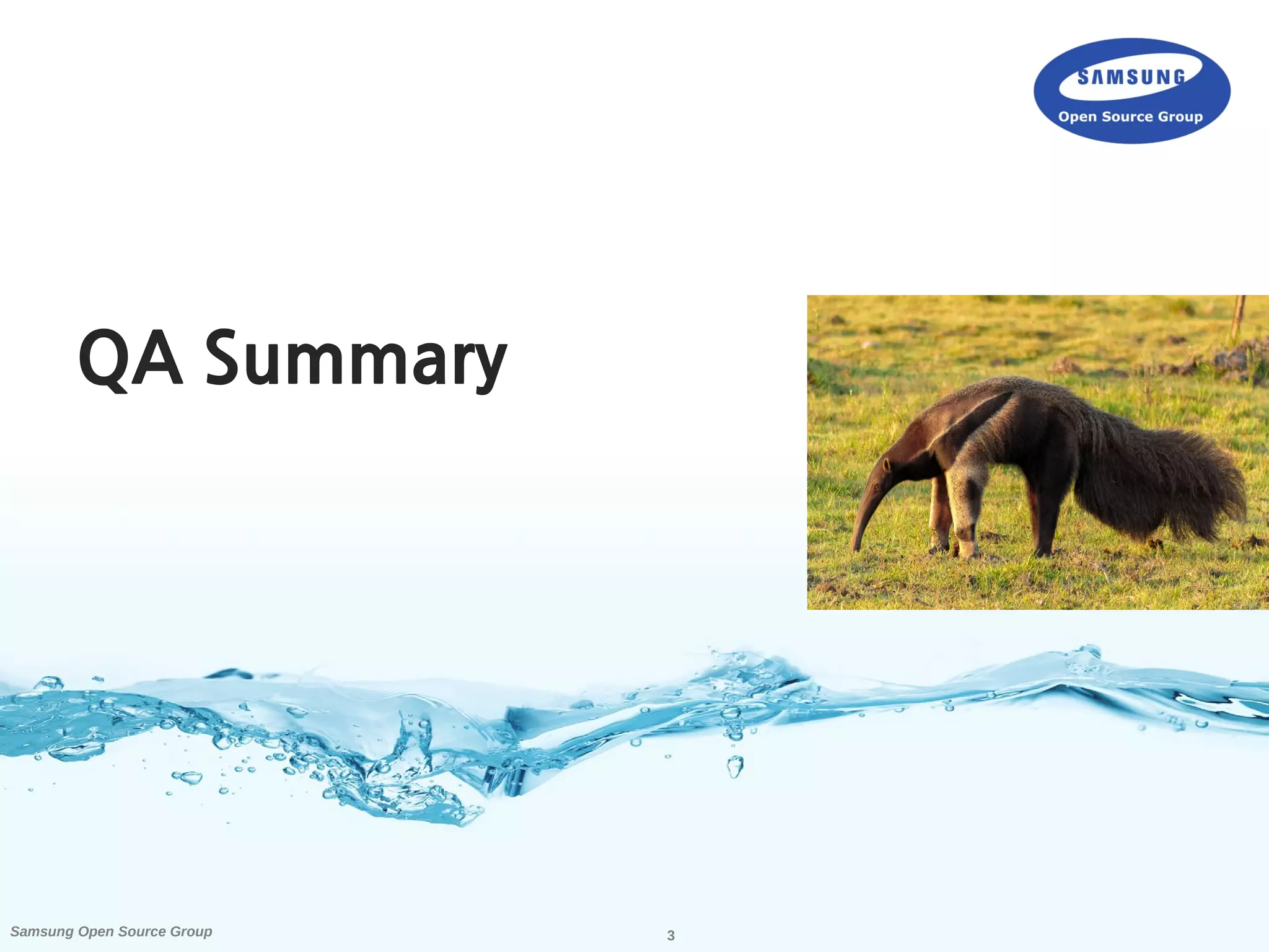 3Samsung Open Source Group
QA Summary
 