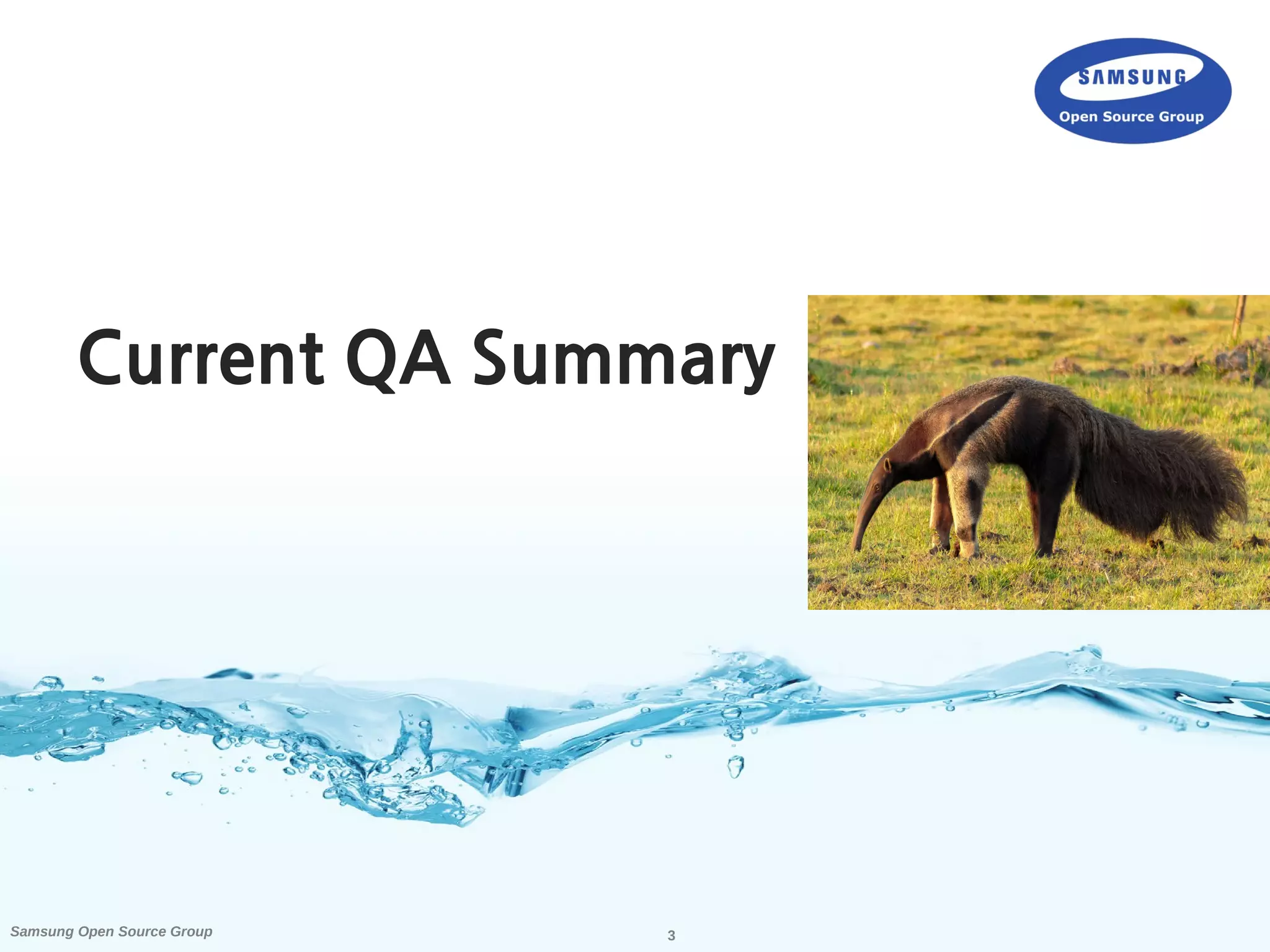 3Samsung Open Source Group
Current QA Summary
 