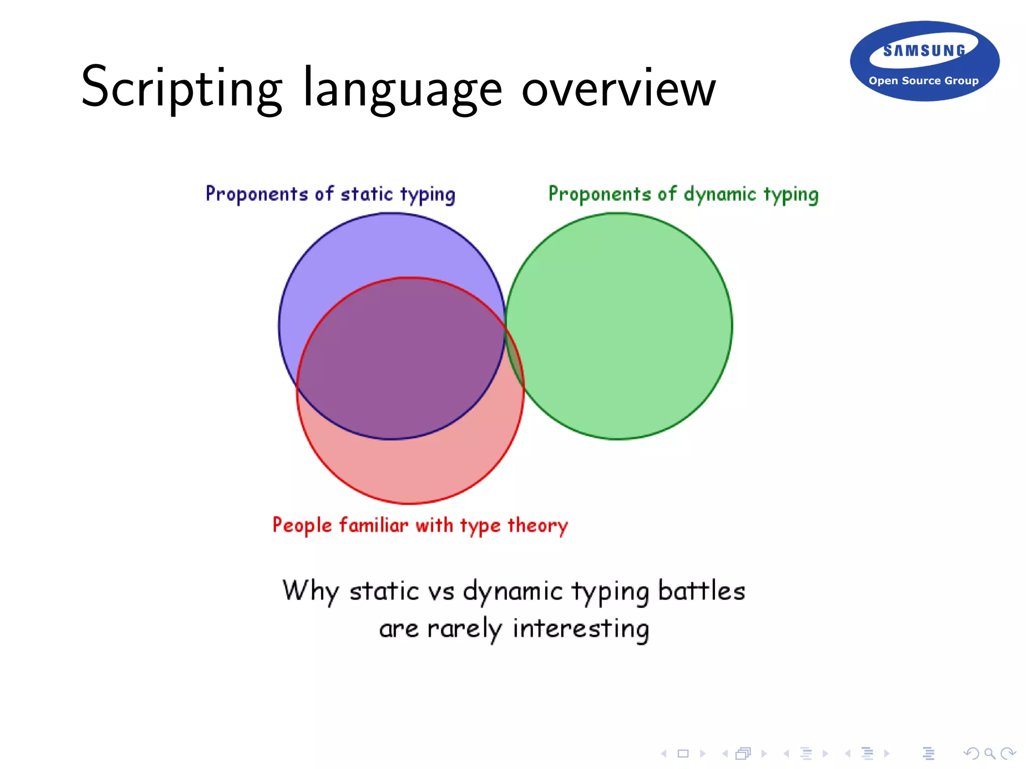 Scripting language overview
 