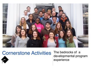 Cornerstone Activities The bedrocks of a
developmental program
experience
 