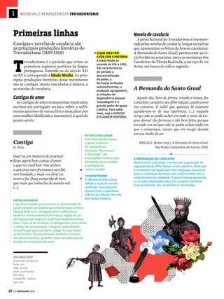 14 GE PORTUGUÊS 2018
MEDIEVAL E RENASCENTISTA INTERPRETANDO
Para cada intenção, uma função
O
texto abaixo consiste numa reportagem
publicada no site jornalístico The Inter-
cept Brasil, em 16 de março de 2017. A
matéria mostra algumas das consequências da
criminalização do aborto no país, tanto para as
mulheres, que se submetem a práticas clandesti-
nasepoucoseguras,tantoparaoEstado,quearca
com procedimentos emergenciais decorrentes
de complicações causadas por abortos ilegais.
Segundo a reportagem, a cada dois dias uma
mulher morre vítima de aborto ilegal no Brasil.
Ao longo do texto são destacados números e
dados científicos, além de declarações de uma
especialista no assunto, para mostrar o funcio-
namento e os riscos das práticas clandestinas e
a falta de efetividade da criminalização.
O uso desses recursos evidencia a presença
das chamadas funções da linguagem, que di-
zem respeito às intenções do autor ao produzir
cada mensagem. As construções objetivas e
neutras são exemplos da função referencial. Já
as tentativas de influenciar o comportamento
do leitor (e obter sua adesão à causa em ques-
tão) caracterizam a função apelativa. Também
podemos observar as funções poética e emotiva.
Vale lembrar que os textos não apresentam uma
única função da linguagem. Há sempre uma
função que predomina, mas ela não é exclusiva.


Conheça as
principais
funções da
linguagem que
estão ligadas
aos objetivos
de cada autor
ao produzir sua
mensagem
!
Qual o preço que o Brasil
paga pela criminalização do
aborto?
Juliana Gonçalves, Helena Borges
Por conta da criminalização do aborto são
gastos R$ 40,4 milhões com procedimentos emer-
genciais decorrentes de complicações após abortos
ilegais mal feitos. Já para as mulheres, o custo
não é apenas financeiro.
Clínicasclandestinascobramcarosemqualquer
garantia de segurança. Para além do dinheiro,
há várias outras questões em jogo. Entre elas, a
liberdade e a vida.
Apesar da criminalização,umaemcadacinco
mulheres terá abortado até os 40 anos no Brasil.
As mais ricas pagam ginecologistas de con-
fiança para fazer o procedimento ou procuram
clínicas. Quem tem menos recursos opta por
medicamentos como misoprostol (Cytotec) ou se
arrisca até mesmo com ervas tóxicas.
De acordo com a Organização Mundial da Saú-
de, a cada dois dias uma mulher morre vítima de
aborto ilegal no Brasil. É a quarta causa de morte
materna no país, atingindo mais mulheres pobres.
(...) na internet, é fácil encontrar páginas que
oferecem o misoprostol, remédio inicialmente
destinado ao tratamento de úlceras, que passou
a ser usado como abortivo nos anos 1990. Hoje
é o método mais utilizado no mundo para a in-
terrupção da gestação.
(...) Vanessa Dios, doutora em saúde pública
FUNÇÃO POÉTICA
A expressão “Brasil
paga” é uma metonímia
(figura de linguagem em
que o todo substitui a
parte – no caso, o país
pela população), recurso
típico da função poética
da linguagem.
JUÍZO DE VALOR
E ADVÉRBIO
O advérbio de negação
(sem) confere ao texto
uma visão subjetiva
e uma crítica ao risco
proporcionado às
mulheres que recorrem a
clínicas clandestinas para
fazer o aborto.
LOCUÇÃO PREPOSITIVA
Duas ou mais palavras
(no caso, “apesar da”)
que têm o valor de uma
preposição. Estabelece
relação opositiva e
encaminha o texto para
o questionamento da
criminalização do aborto. ARTIGO
Os artigos definidos (o,
a, os, as) são utilizados
para designar seres e
objetos específicos. Já
os artigos indefinidos
(um, uma, uns, umas) são
empregados para indicar
elementos genéricos.
Repare que não é clara a
identificação em “uma
em cada cinco mulheres”.
Por outro lado, há clareza
de identificação em “as
mais ricas”.
FUNÇÃO REFERENCIAL,
ARGUMENTO E JUÍZO
DE VALOR
O trecho é um exemplo
da função referencial
da linguagem (que
transmite informação de
forma objetiva). Aqui há
também um argumento
de autoridade, uma vez
que a OMS é responsável
por regular questões de
saúde pública. A parte
final da frase apresenta
um juízo de valor por
apontar que mulheres
pobres morrem mais por
causa do aborto.
APONTE O CELULAR PARA AS PÁGINAS E
VEJA UMA VIDEOAULA SOBRE FUNÇÕES DA
LINGUAGEM (MAIS INFORMAÇÕES NA PÁG. 6)
 