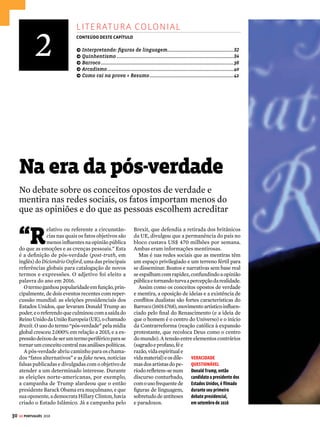 28
COMO CAI NA PROVA
GE PORTUGUÊS 2018
1.(UNIFESP 2010) Leia o texto de Gil Vicente.
DIABO – Essa dama, é ela vossa?
FRADE – Por minha a tenho eu
e sempre a tive de meu.
DIABO – Fizeste bem, que é fermosa!
e não vos punham lá grosa
nesse convento santo?
FRADE – E eles fazem outro tanto!
DIABO – Que cousa tão preciosa!
No trecho da peça de Gil Vicente, fica evidente uma
a) visão bastante crítica dos hábitos da sociedade da época. Está clara
a censura à hipocrisia do religioso, que se aparta daquilo que prega.
b) concepção de sociedade decadente, mas que ainda guarda
alguns valores essenciais, como é o caso da relação entre o frade
e o catolicismo.
c) postura de repúdio à imoralidade da mulher que se põe a tentar o
frade, que a ridiculariza em função de sua fé católica inabalável.
d) visãomoralistadasociedade.Paraele,osvaloresdeveriamser
resgatadoseapresençadofradeéumindicativodeapegoàfécristã.
e) crítica ao frade religioso que optou em vida por ter uma mulher,
contrariando a fé cristã, o que, como ele afirma, não acontecia
com os outros frades do convento.
RESOLUÇÃO
OAutodaBarcadoInfernorealiza,nocontextodoHumanismoportuguês,
uma crítica às instituições sociais e religiosas. No fragmento, nota-se
uma sátira à hipocrisia religiosa por meio da caracterização do Frade,
umpersonagemmaterialistaemulherengo,poucopraticantedosvalores
cristãos.Ascaracterísticasdapersonagempodemseridentificadaspor
meio das falas dele – como a referência feita à companhia feminina ou
asugestãodosoutrospecadoscometidospelosreligiososdoconvento.
Resposta: A
2.(ENEM 2014)
O exercício da crônica
Escrever crônica é uma arte ingrata. Eu digo prosa fiada, como faz um
cronista; não a prosa de um ficcionista, na qual este é levado meio a
tapas pelas personagens e situações que, azar dele, criou porque quis.
Com um prosador do cotidiano, a coisa fia mais fino. Senta-se ele dian-
te de uma máquina, olha através da janela e busca fundo em sua ima-
ginação um assunto qualquer, de preferência colhido no noticiário ma-
tutino, ou da véspera, em que, com suas artimanhas peculiares, possa
injetar um sangue novo. Se nada houver, resta-lhe o recurso de olhar
em torno e esperar que, através de um processo associativo, surja-lhe
de repente a crônica, provinda dos fatos e feitos de sua vida emocio-
nalmente despertados pela concentração. Ou então, em última instân-
cia, recorrer ao assunto da falta de assunto, já bastante gasto, mas do
qual, no ato de escrever, pode surgir o inesperado.
MORAES, V. Para Viver um Grande Amor: Crônicas e Poemas. São Paulo: Companhia das Letras, 1991.
Predomina nesse texto a função da linguagem que se constitui
a) nas diferenças entre o cronista e o ficcionista.
b) nos elementos que servem de inspiração ao cronista.
c) nos assuntos que podem ser tratados em uma crônica.
d) no papel da vida do cronista no processo de escrita da crônica.
e) nas dificuldades de se escrever uma crônica por meio de uma
crônica.
RESOLUÇÃO
Predominaafunçãometalinguística,umavezqueoautorconstróiuma
crônicaparatratardacomposiçãodessegênerotextual,enfatizandoas
dificuldadesenvolvidasnoprocessodeescrita.Aoresolverquestõesso-
breasfunçõesdalinguagem,éimportanteidentificaroelementodaco-
municaçãopriorizado:nocaso,aênfaserecaisobreoprópriocódigo(a
crônica), o que permite associar o texto ao recurso da metalinguagem.
Resposta: E
3. (UNICAMP 2010) Propaganda do dicionário Aurélio
Foto: Reprodução/Unicamp
Nessa propaganda do dicionário Aurélio, a expressão “bom pra
burro” é polissêmica, e remete a uma representação de dicioná-
rio. Explique como o uso da expressão “bom pra burro” produz hu-
mor nessa propaganda.
RESOLUÇÃO
Típicaquestãosobrepolissemia.Ohumoréprovocadopeladuplicidade
de sentido da expressão “bompraburro”, que pode ser associada tanto
aumprodutodeboaqualidadequantoaodirecionamentoparapessoas
pouco informadas (reforçando a expressão popular “pai dos burros”).
4.(ENEM 2016)
L.J.C.
— 5 tiros?
— É.
— Brincando de pegador?
— É. O PM pensou que...
— Hoje?
— Cedinho.
COELHO, M. In: FREIRE, M. (Org.). Os Cem Menores Contos Brasileiros do Século. São Paulo: Ateliê Editorial, 2004.
Os sinais de pontuação são elementos com importantes funções
para a progressão temática. Nesse miniconto, as reticências foram
utilizadas para indicar
 