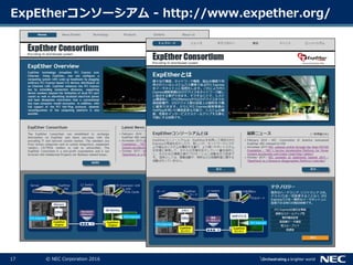 17 © NEC Corporation 2016
ExpEtherコンソーシアム - http://www.expether.org/
 