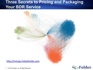 Three Secrets to Pricing and Packaging
Your BDR Service




    http://inmaps.linkedinlabs.com

1    © 2012 eFolder, Inc. All Right Reserved.
 