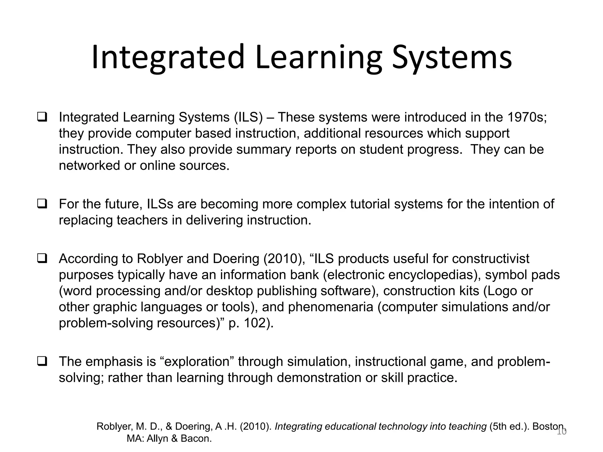  Anglin (1995) describes “the concept of constructionism (now called constructivism) was first proposed by Bruner in the mid-1960s and builds on earlier ideas of Piaget. Basically, it holds that the learner rather than the teacher are more important than instruction that originates from the teacher” (p. 41).