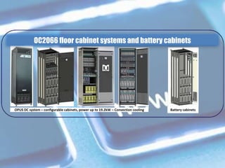 OPUS DC system – configurable cabinets, power up to 19.2kW – Convection cooling Battery cabinets
OC2066 floor cabinet systems and battery cabinets
 