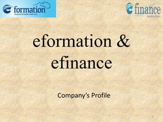 eformation &
efinance
1
Company’s Profile
 