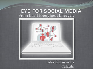 AN EYE FOR SOCIAL MEDIA
  From Lab Throughout Lifecycle




                 Alex de Carvalho
                          @alexdc
 