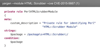 Заголовокyargen --module HTML::Scrubber --cve CVE-2015-5667 (1)
 