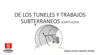 DE LOS TUNELES Y TRABAJOS
SUBTERRANEOS (CAPITULOIV)

Miguel Andrés Bolaños Roldan

 
