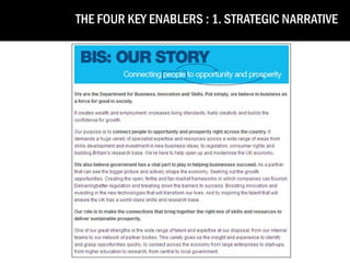 Four Key Enablers KEY ENABLERS : 1. STRATEGIC NARRATIVE
THE FOUR
1: Strategic Narrative

 