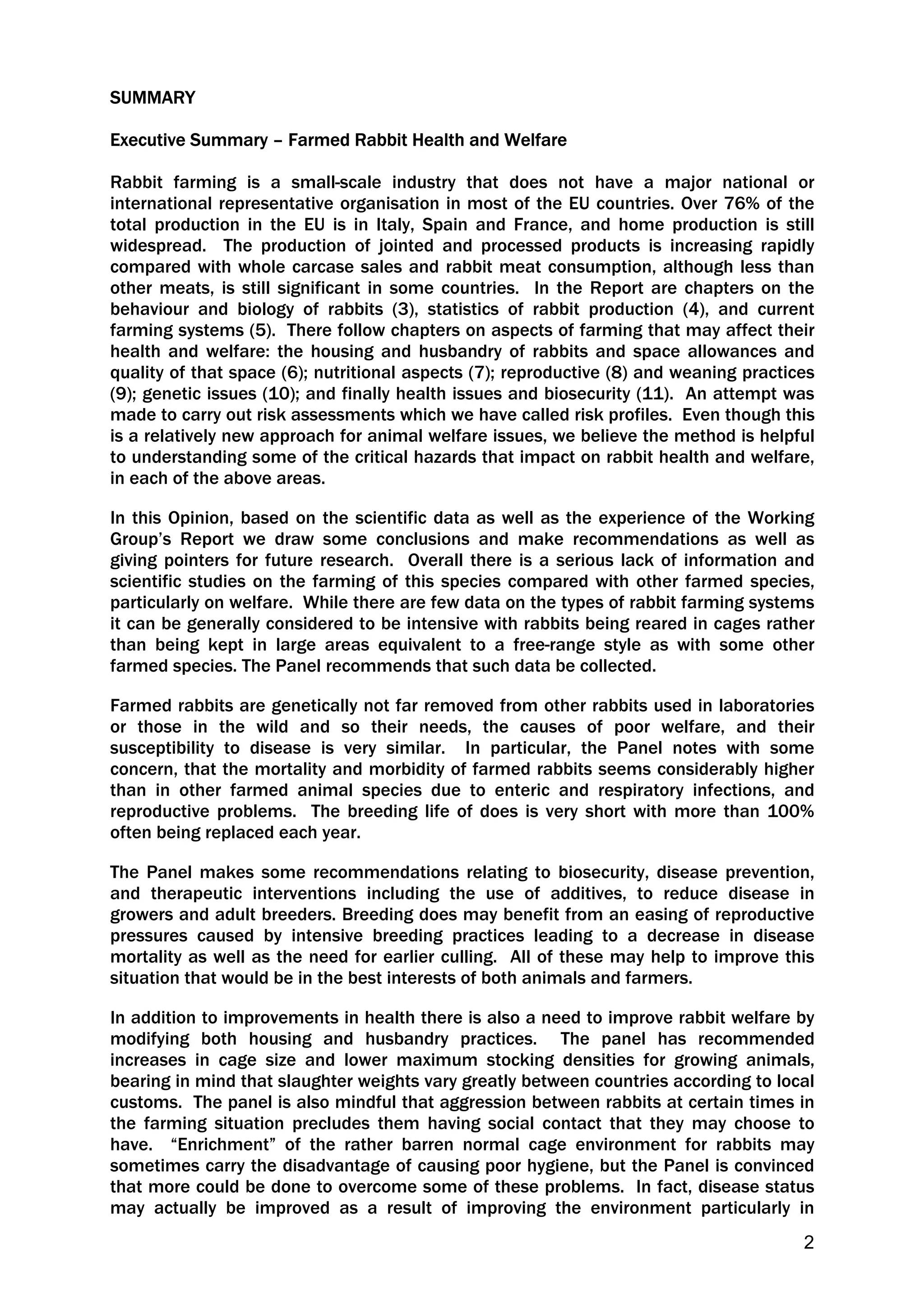 EFSA rabbit farming report 2005 EFSA-Q-2004-023 | PDF