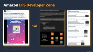 © 2022, Amazon Web Services, Inc. or its Affiliates.
CONFIDENTIAL
Amazon EFS Developer Zone
 