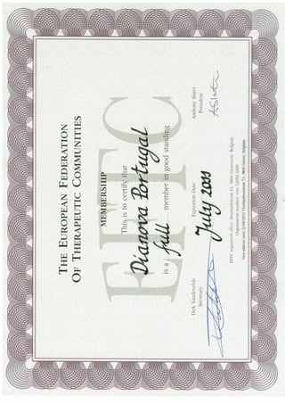EFTC full membership Certificate 2010 Dianova