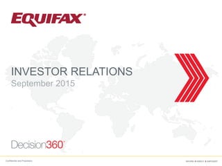 Confidential and Proprietary
INVESTOR RELATIONS
September 2015
 