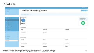 23
Full Name (Student ID) - Profile
Photo
Other tables on page: Entry Qualifications, Course Change
Profile
 