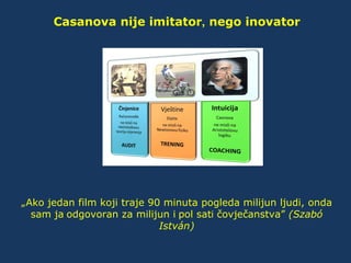 Casanova nije imitator, nego inovator




„Ako jedan film koji traje 90 minuta pogleda milijun ljudi, onda
  sam ja odgovoran za milijun i pol sati čovječanstva” (Szabó
                             István)
 