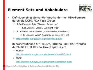 11WerkTW: Joseph und seine BrüderFW: RomanDW: 1926 - 1943PersonNP: Mann, Thomas LD: 6.6.1875 - 12.8.1955ist realisiertExpression 1FE: TextSp: deutschist verkörpertManifestation 1aTM: Joseph und seine BrüderEO: Frankfurt, MVerl: S. FischerEJ: 2005UmD: 1323 S.AbD: 22 cmIDM: ISBN-13 978-3-10-048391-1KörperschaftNK: S.-Fischer-VerlagOK: Frankfurt, Mainist einExempar1a_1IDE: 2007 A 74834Exempar1a_2IDE: 2007 A 93683| Alexander Haffner | Linked Data für Sacherschließungsdaten | 2. Dezember 2010 