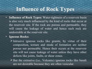 Do Rocks Contain Water Geology of Dams & Reservoirs | PPT