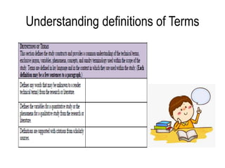 Understanding definitions of Terms
 