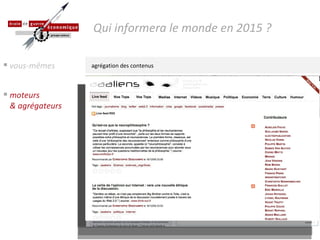 moteurs & agrégateurs agrégation des contenus Qui informera le monde en 2015 ? vous-mêmes 