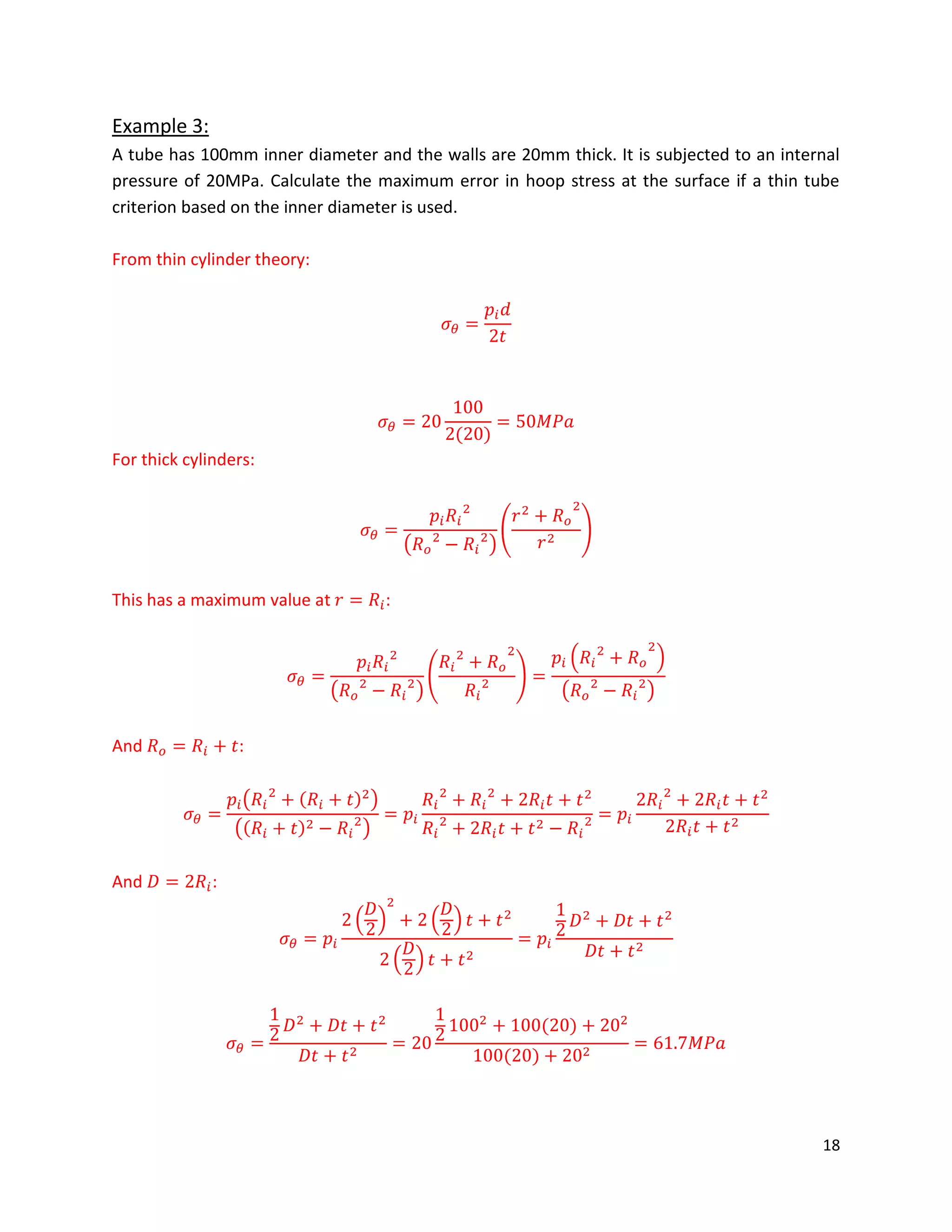Egf316 thin and thick cylinders notes | PDF