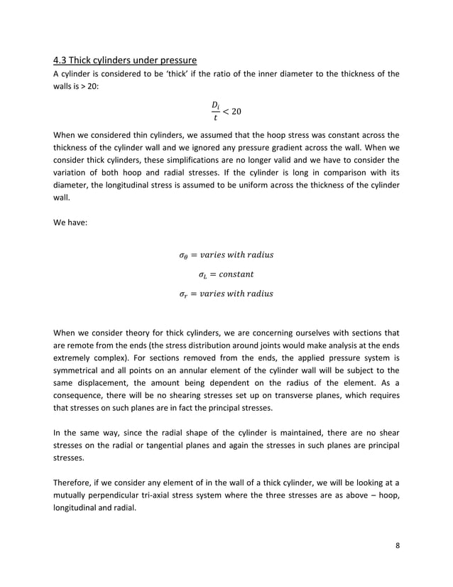 Egf316 thin and thick cylinders notes | PDF