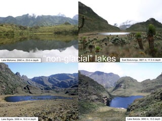 Lake Mahoma, 2990 m, 25.6 m depth   “non-glacial” lakes                     East Bukurungu, 3801 m, 17.3 m depth




                                           East Bukurungu, 3801 m, 17.3 m
Lake Bigata, 3998 m, 18.0 m depth          depth                                 Lake Batoda, 3890 m, 15.0 depth
 