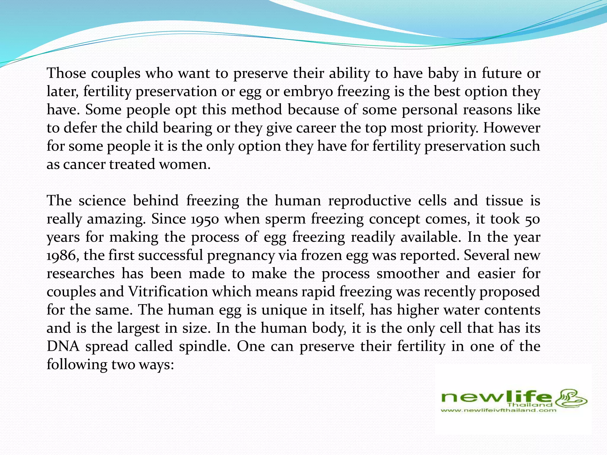 Egg Freezing: Fertility Preservation | PPT