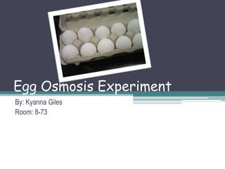 Egg Osmosis Experiment
By: Kyanna Giles
Room: 8-73
 