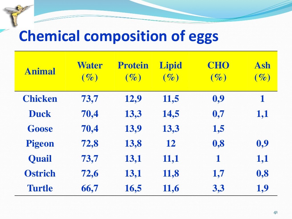 Egg structure and chemical composition