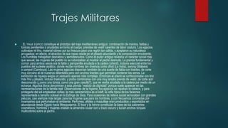  . EL TRAJE EGIPCIO constituye el prototipo del traje mediterráneo antiguo: combinación de mantos, faldas y
túnicas pendientes o anudadas en torno al cuerpo; prendas de vestir carentes de labor costura. Los egipcios
cultivaban el lino, material idóneo por su frescura para una región tan cálida, y aceptaron su naturaleza
arrugadiza; en efecto, el atractivo de sus ropas reside en el plisado abundante y la composición envolvente.
Los humildes trabajaban descalzos y semidesnudos. Como el pudor antiguo revestía un carácter social más
que sexual, las mujeres del pueblo no se ruborizaban al mostrar el pecho desnudo. La prenda fundamental y
común para ambos sexos era la falda o pampanilla anudada a la cadera (shenti), todavía esencial entre los
pueblos del sudeste asiático, donde recibe nombres tan diversos como dhoti (La India), sarong (Malasia)
o sampot (Camboya). Las mujeres egipcias disponían también de una suerte de falda con tirantes, de corte
muy cercano al de nuestros delantales pero con anchos tirantes que permitían contener los senos. La
exhibición de riqueza exigía un vestuario apenas más complejo. Entonces el shenti se confeccionaba con lino
más fino y plisado, incluso traslúcido, y podía combinarse con una muy amplia prenda de vestir, de corte aún
desconocido (¿como una túnica, como una gran casulla?), que se vestía anudada a la cadera por medio de un
echarpe. Algunos libros denominan a esta prenda “vestido de dignidad” porque suele aparecer en las
representaciones de la familia real. Observadores de la higiene, los egipcios se rapaban la cabeza, y para
protegerla del sol empleaban cofias; la más característica es el klaft, la cofia típica de los faraones
representada a tamaño colosal en la Esfinge de Giza. Para ocasiones de relieve social se tocaban con grandes
pelucas, casi siempre más largas para las mujeres que para los hombres, y con frecuencia coronadas por
incensarios que perfumaban el ambiente. Perfumes, afeites y maquillaje eran producidos y exportados en
abundancia desde Egipto hacia Mesopotamia. El kool y la henna constituían la base de los colorantes
cosméticos; hombres y mujeres orlaban la almendra ocular con u trazo oscuro y lucían anchos torques
multicolores sobre el pecho.
Trajes Militares
 