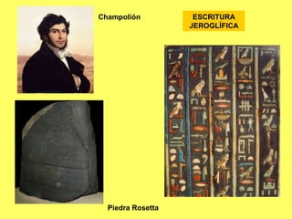 ESCRITURA
JEROGLÍFICA
Champolión
Piedra Rosetta