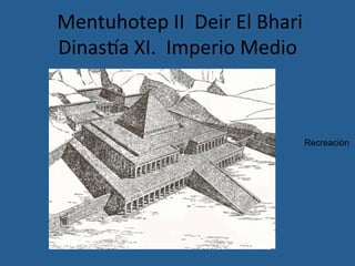 Mentuhotep	II		Deir	El	Bhari	
Dinas>a	XI.		Imperio	Medio	
Recreación
 