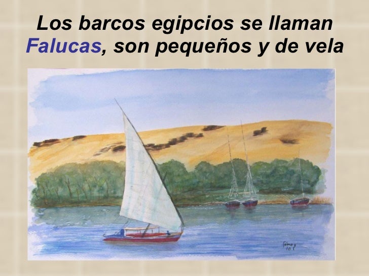 Los barcos egipcios se llaman  Falucas , son pequeños y de vela 