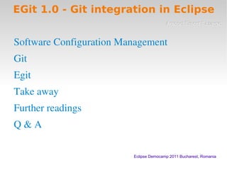 EGit 1.0 - Git integration in Eclipse ,[object Object]