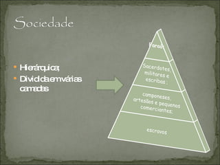 Hierárquica; Dividida em várias camadas 