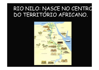 RIO NILO: NASCE NO CENTRO
DO TERRITÓRIO AFRICANO.
 