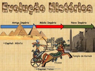 Antigo Império Médio Império Novo Império
Capital: Mênfis
Capital: Tebas
Templo de Karnak
Hicsos
Prof. Douglas Barraqui
www.dougnahistoria.blogspot.com
 